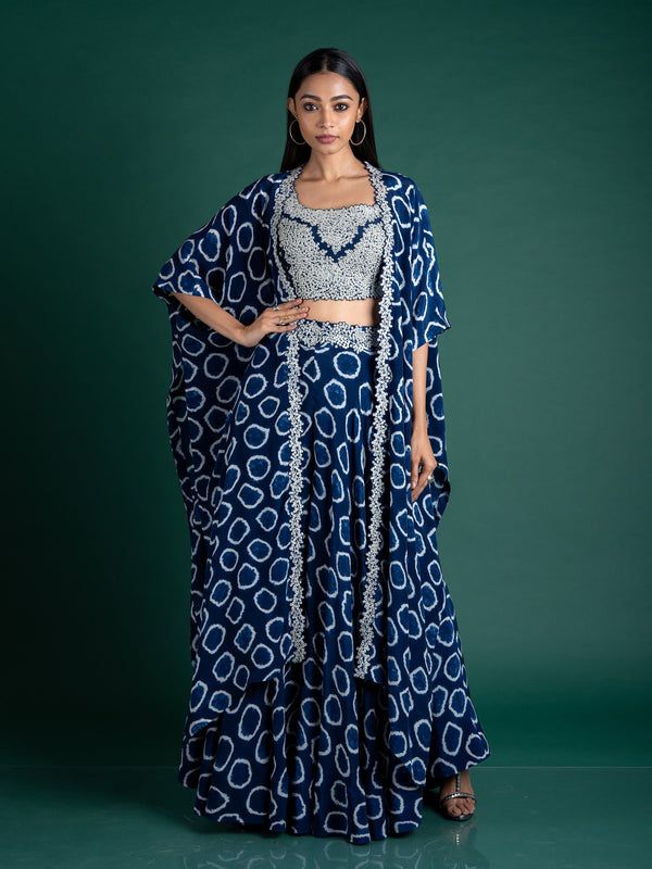 Circular Pants With Kaftan Jacket Set
