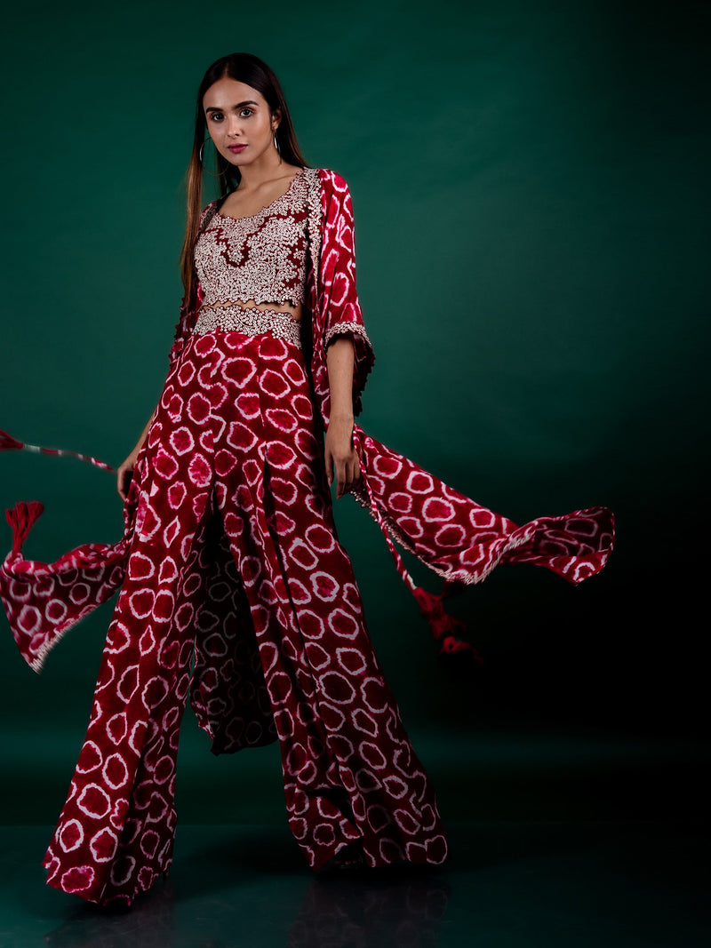 Jacket With Blouse & A-line Pants Set