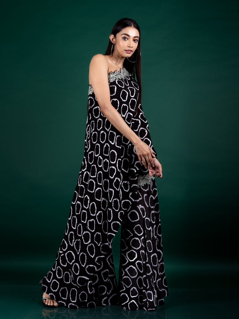 One-Shoulder Cape & Gharara Set