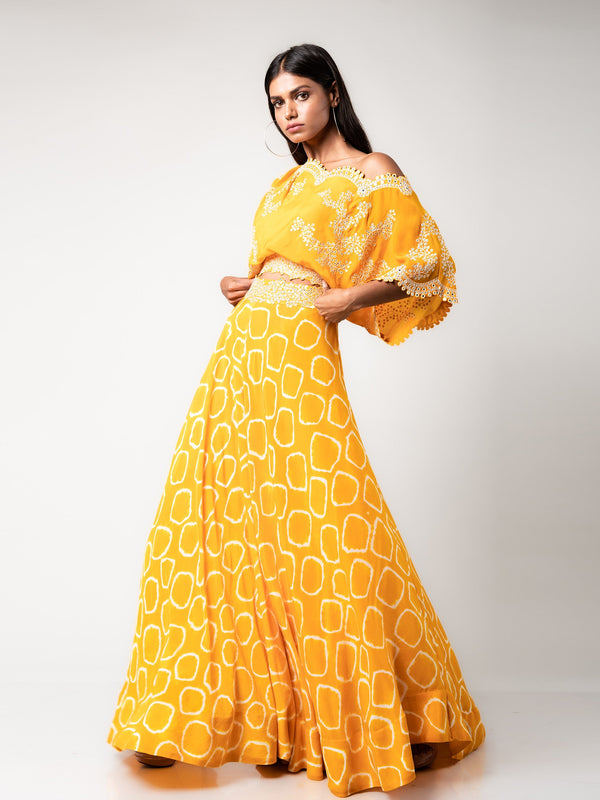 Off-shoulder Top & Circular Pants Set