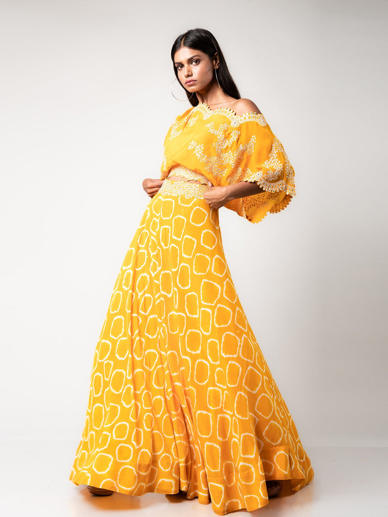 Off-shoulder Top & Circular Pants Set