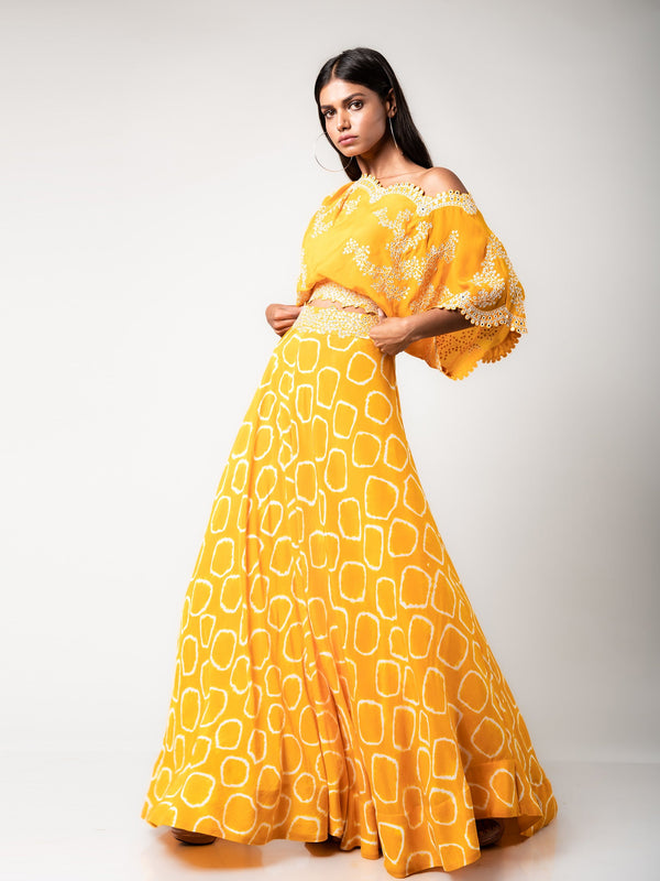 Off-shoulder Top & Lehenga Set