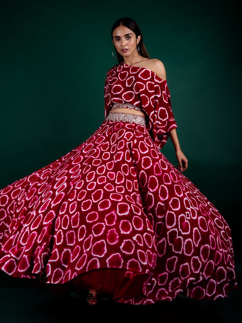 Off-shoulder Top & Lehenga Set