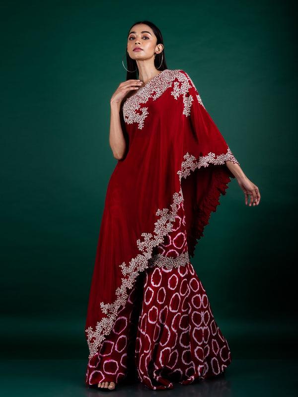 One-shoulder Cape & Gharara Set