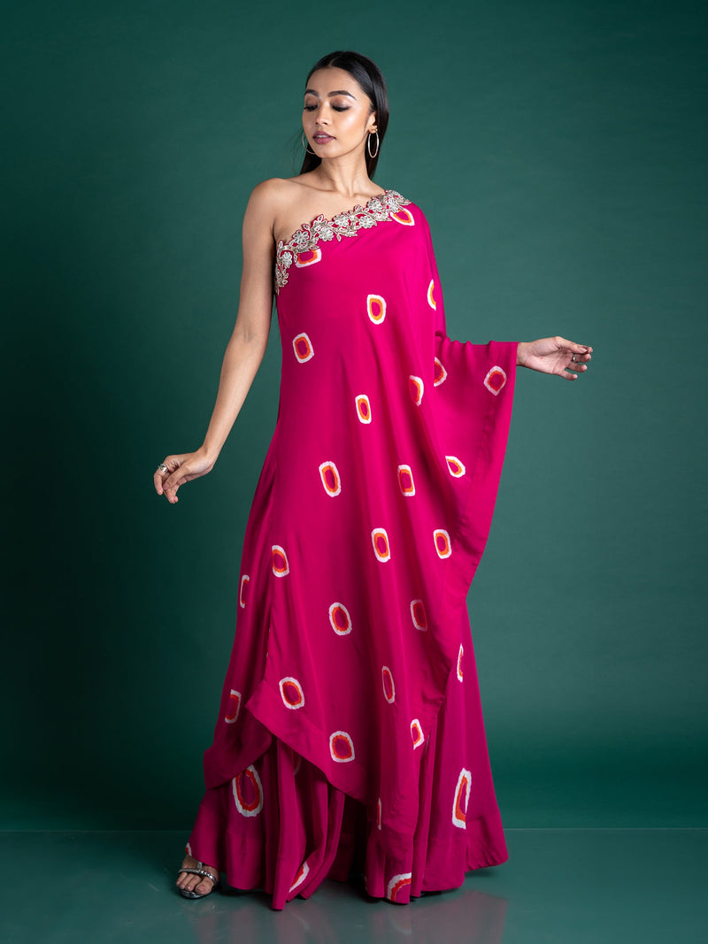 One Shoulder Cape With Gharara Set