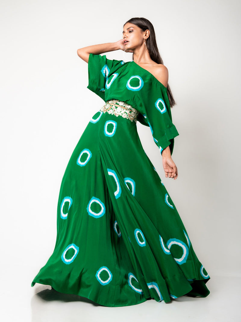 Off-Shoulder Top & Circular Pants Set