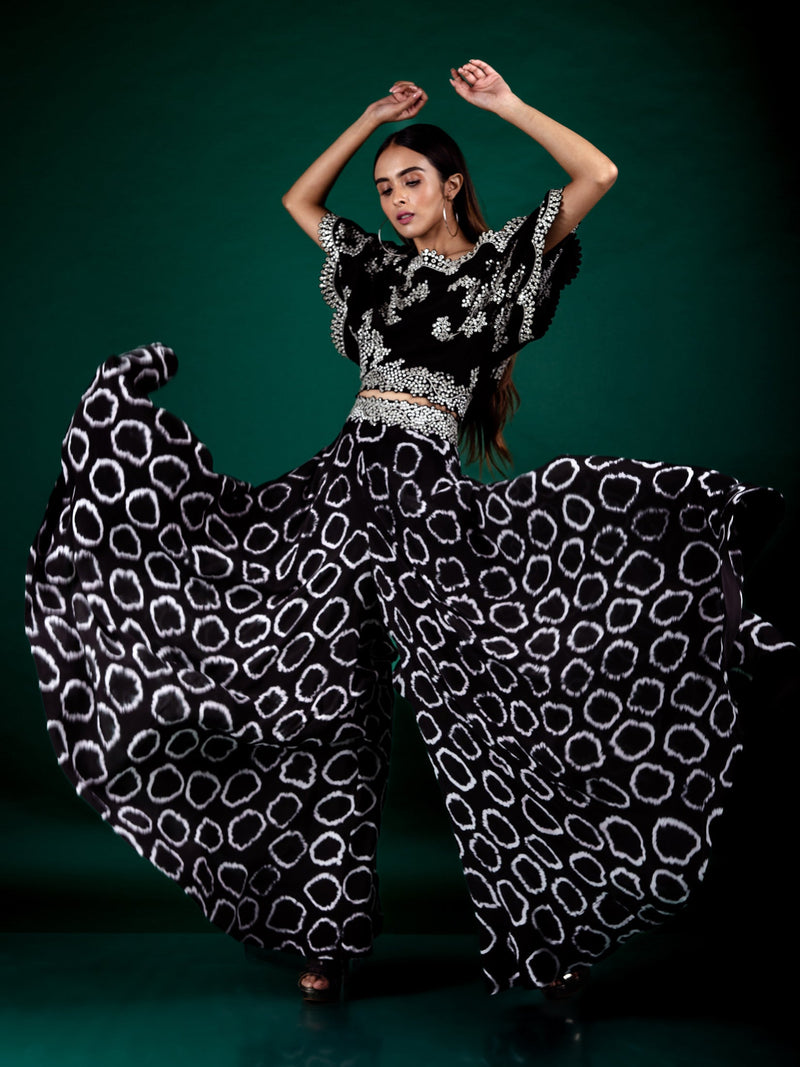 Off-Shoulder Top & Circular Pants Set