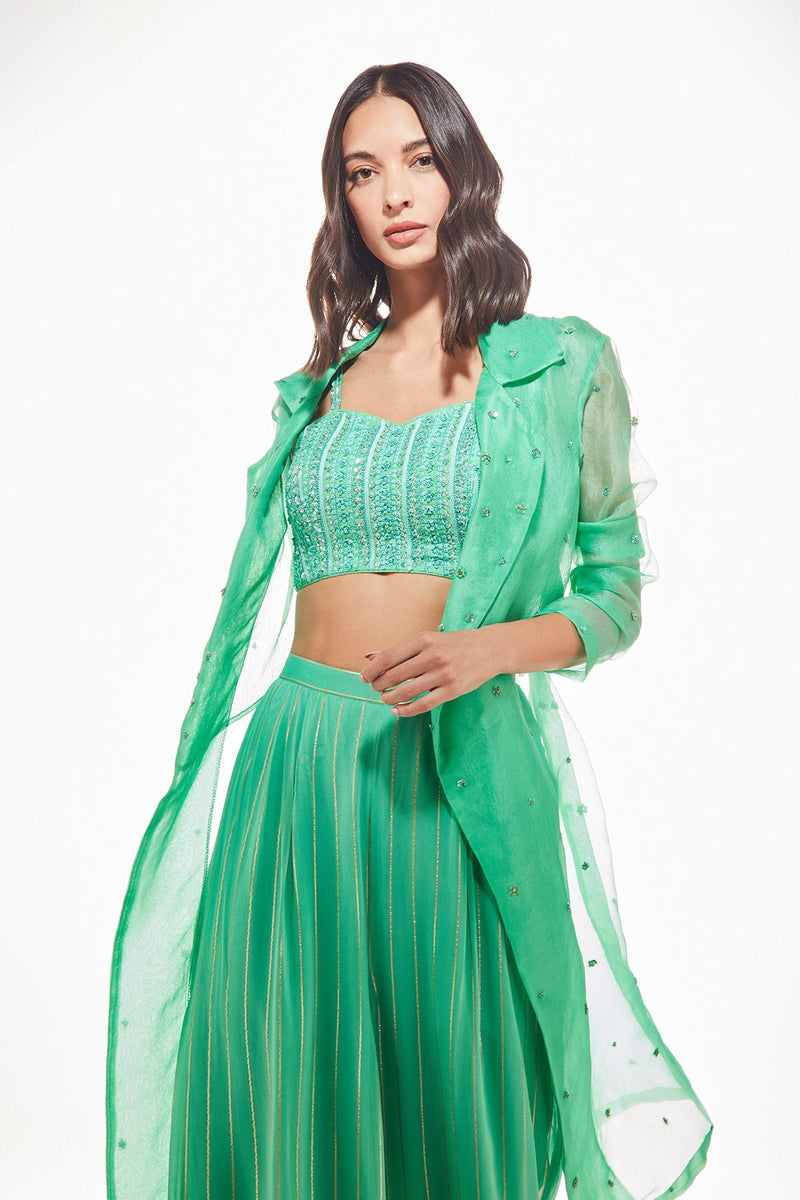 June Trench Jacket Set -Seagreen