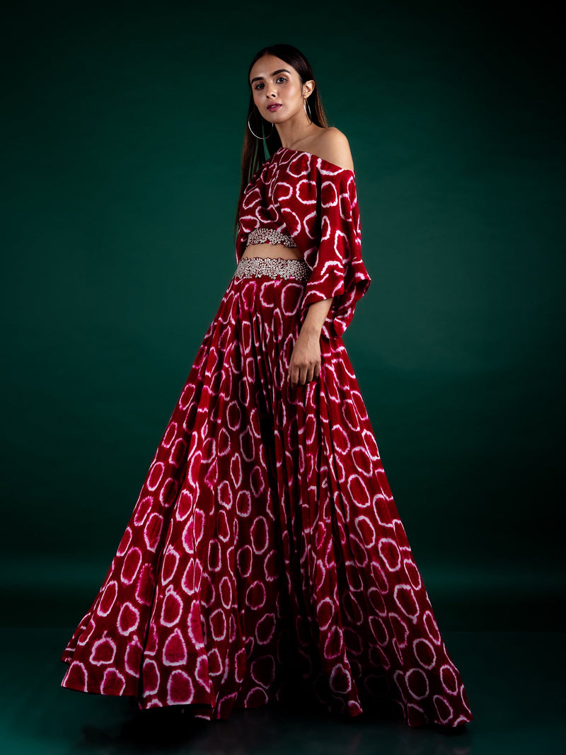 Off-shoulder Top & Lehenga Set