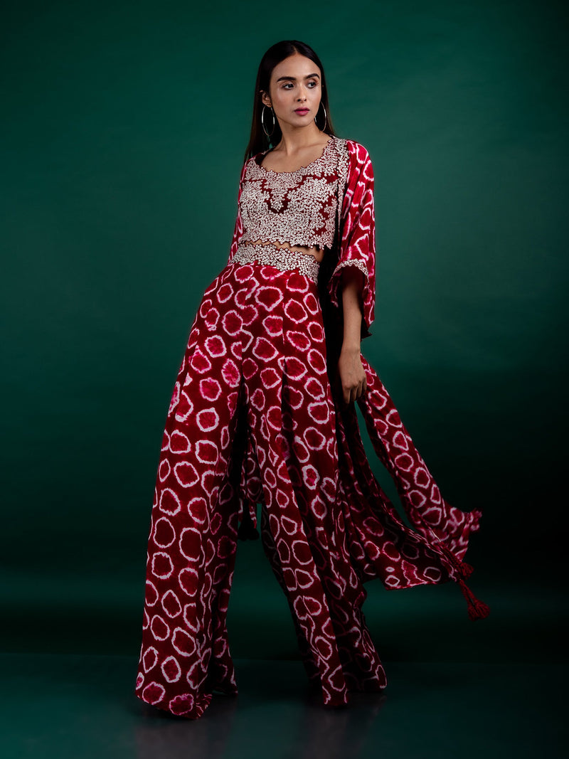 Jacket With Blouse & A-line Pants Set