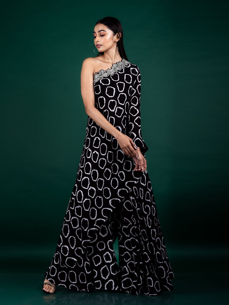 One-Shoulder Cape & Gharara Set