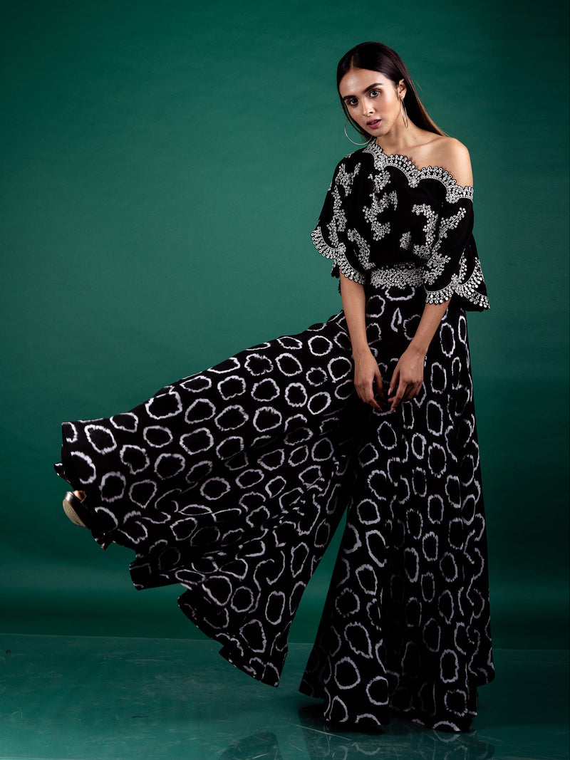 Off-Shoulder Top & Circular Pants Set