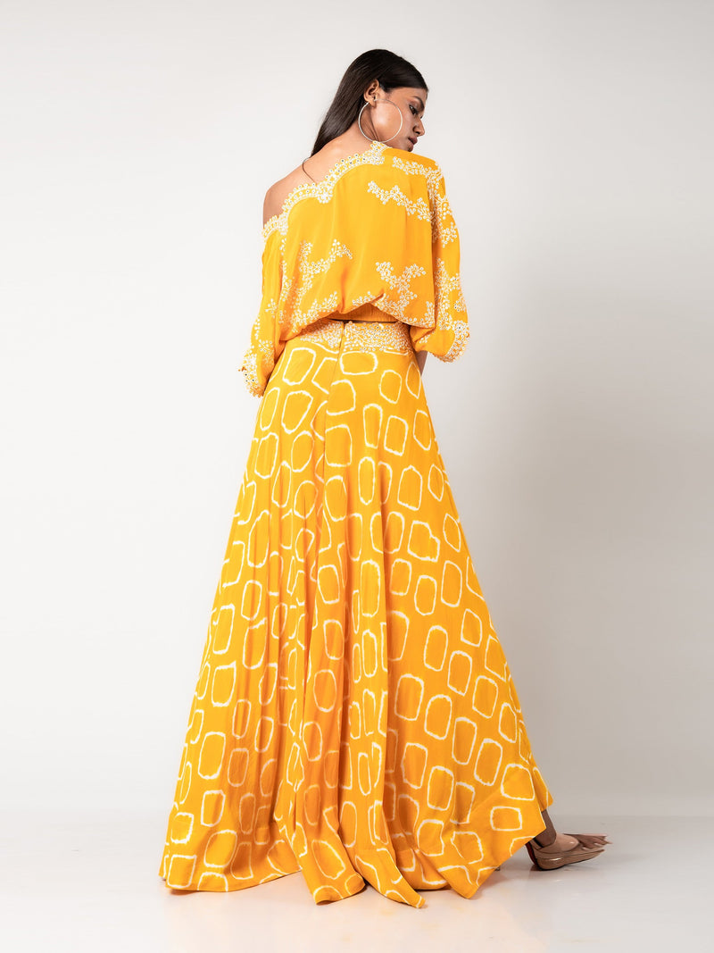 Off-shoulder Top & Lehenga Set