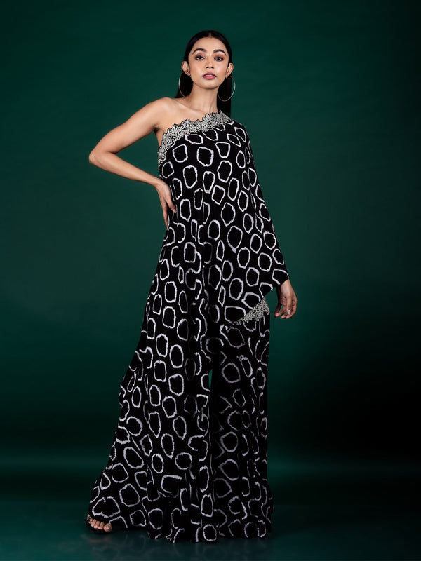 One-Shoulder Cape & Gharara Set