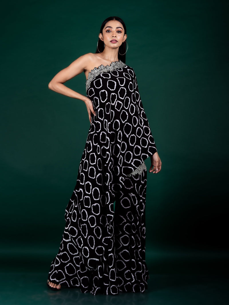 One-Shoulder Cape & Gharara Set