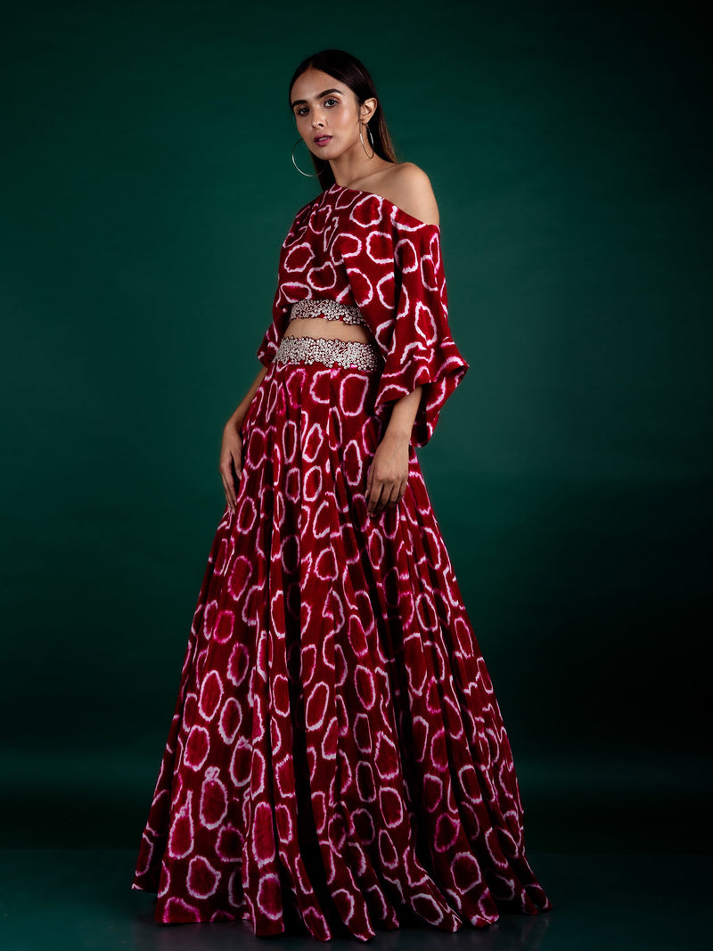 Off-shoulder Top & Lehenga Set