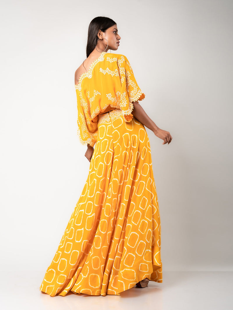 Off-shoulder Top & Circular Pants Set