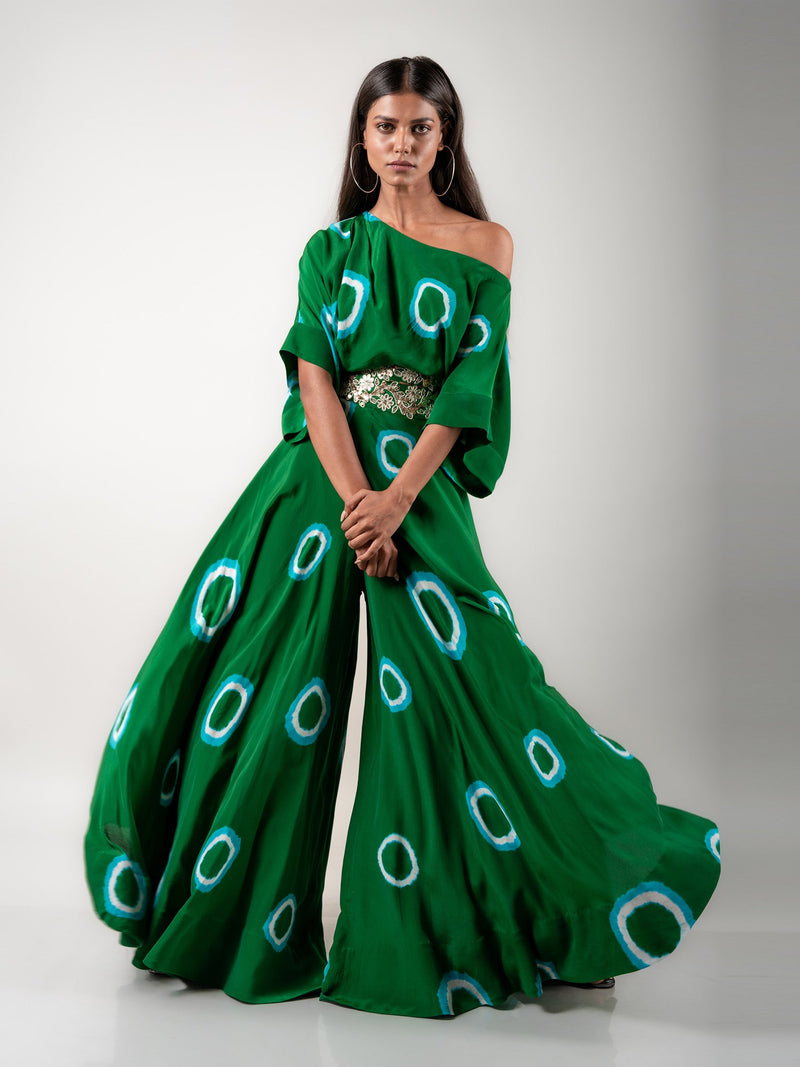 Off-Shoulder Top & Circular Pants Set