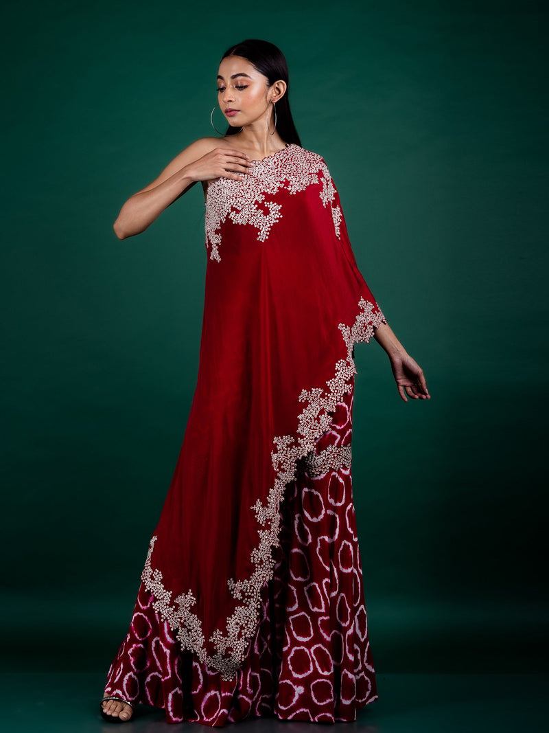 One-shoulder Cape & Gharara Set