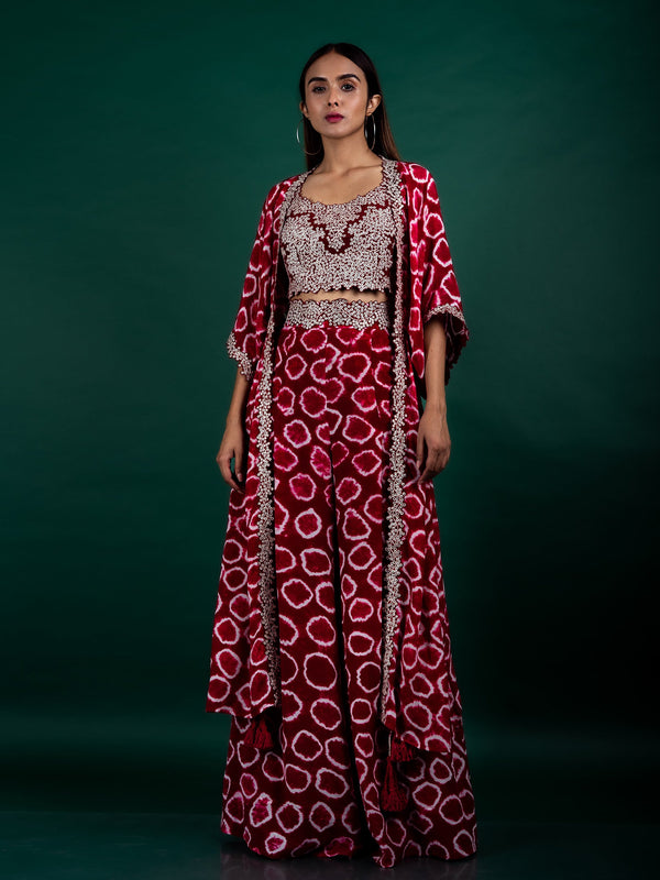 Jacket With Blouse & A-line Pants Set