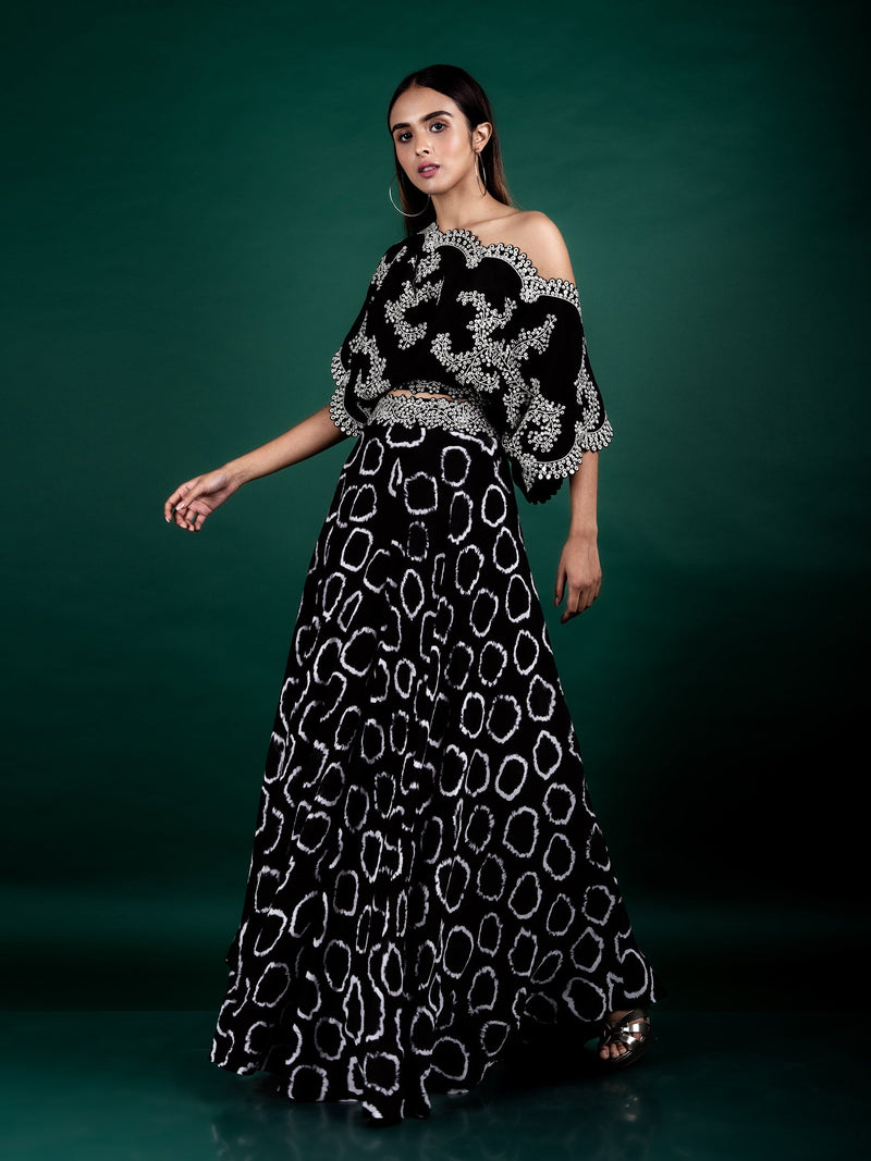 Off-Shoulder Top & Circular Pants Set