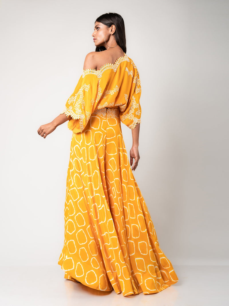 Off-shoulder Top & Circular Pants Set