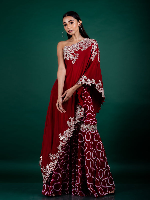 One-shoulder Cape & Gharara Set