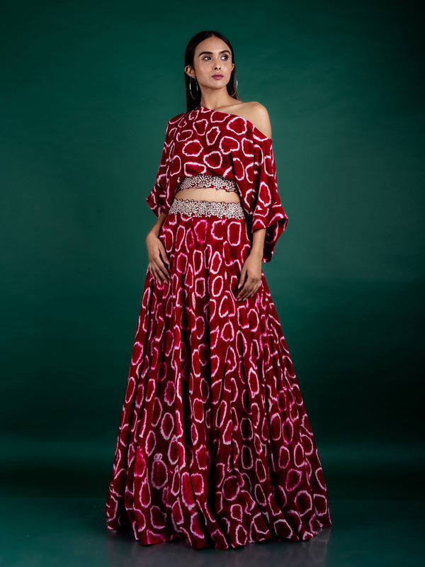 Off-shoulder Top & Lehenga Set