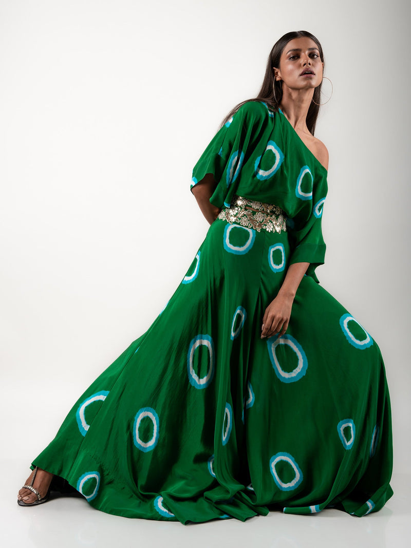 Off-Shoulder Top & Circular Pants Set