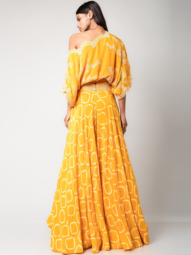 Off-shoulder Top & Lehenga Set