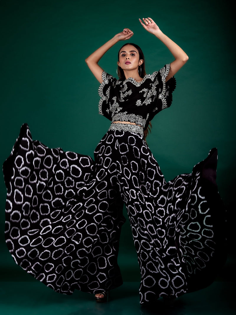 Off-Shoulder Top & Circular Pants Set