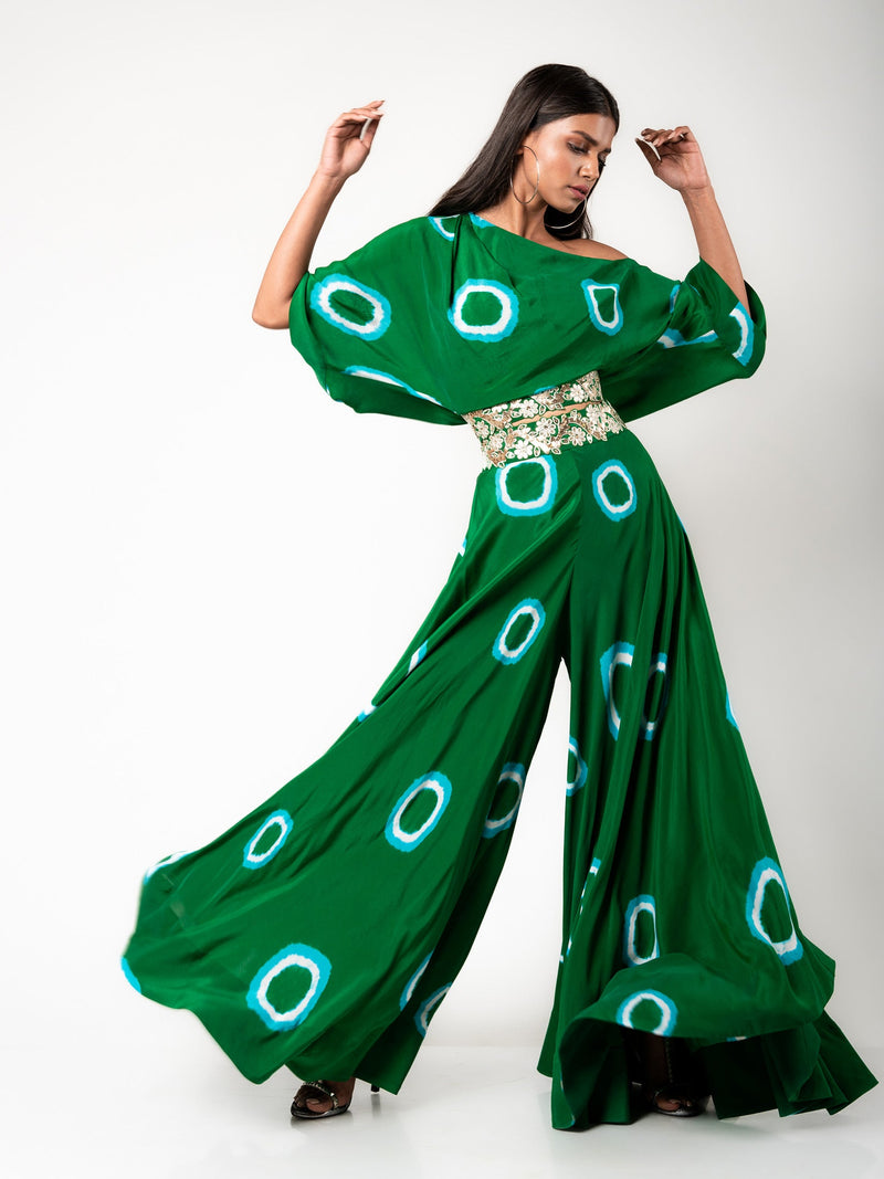 Off-Shoulder Top & Circular Pants Set
