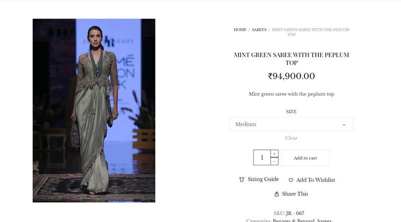 Mint Green Saree with the Peplum Top