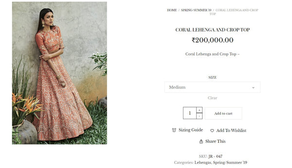 Coral Lehenga and Crop Top
