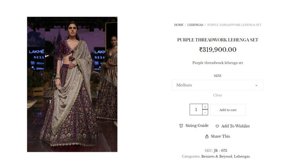Purple Threadwork Lehenga Set