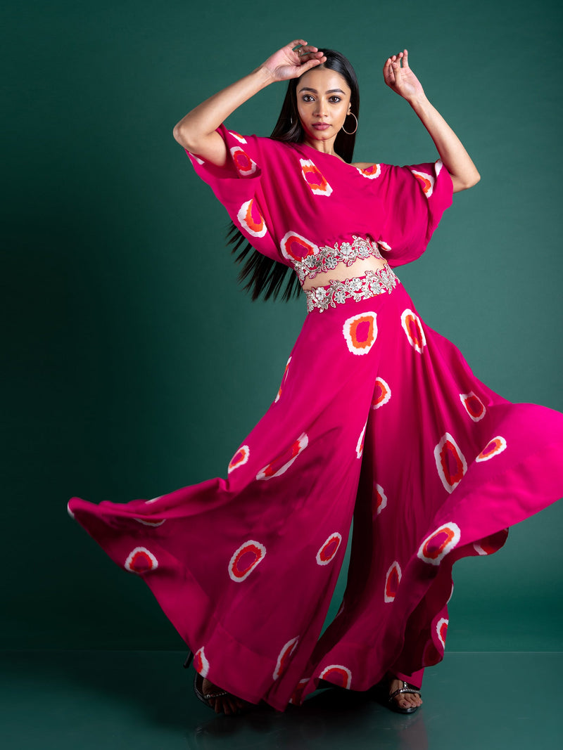 Off-shoulder Top With Cicular Pant Set